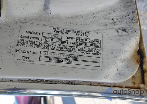 1985 Jaguar Xj6 from USA, damaged, VIN SAJAV1340FC398667